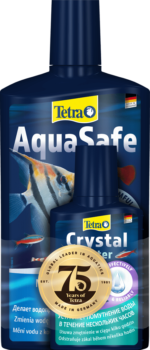 Přípravek Tetra Aqua Safe 500 ml + Tetra Crystal Water 100 ml zdarma