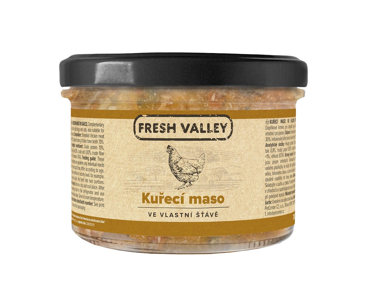 Sklenice Fresh Valley kuřecí maso ve vlastní šťávě 200g