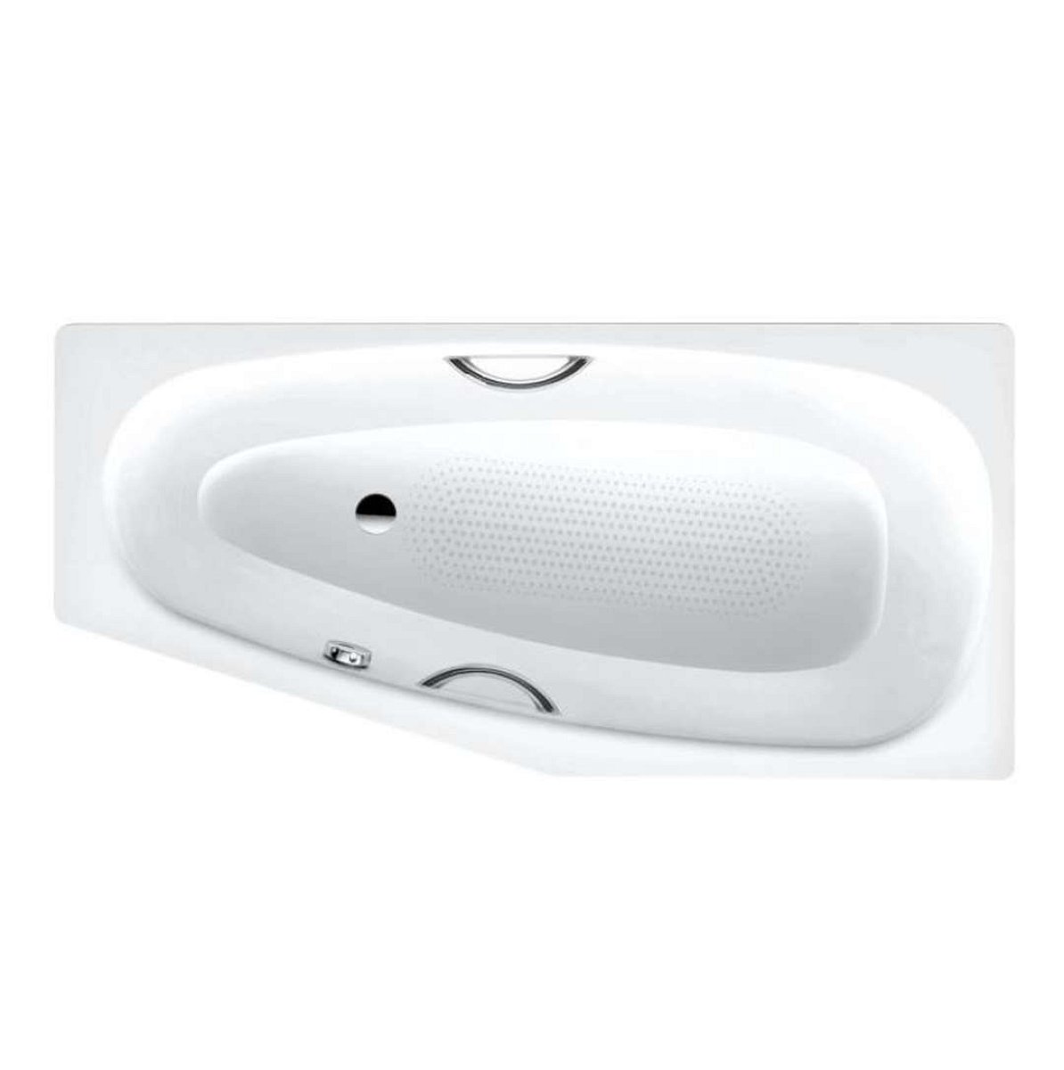 Kaldewei Advantage - Asymetrická vana Mini Star levá 837, 157x70/48 cm, s otvory pro madla, celoplošný antislip, Perl-Effekt, bílá 225334013001