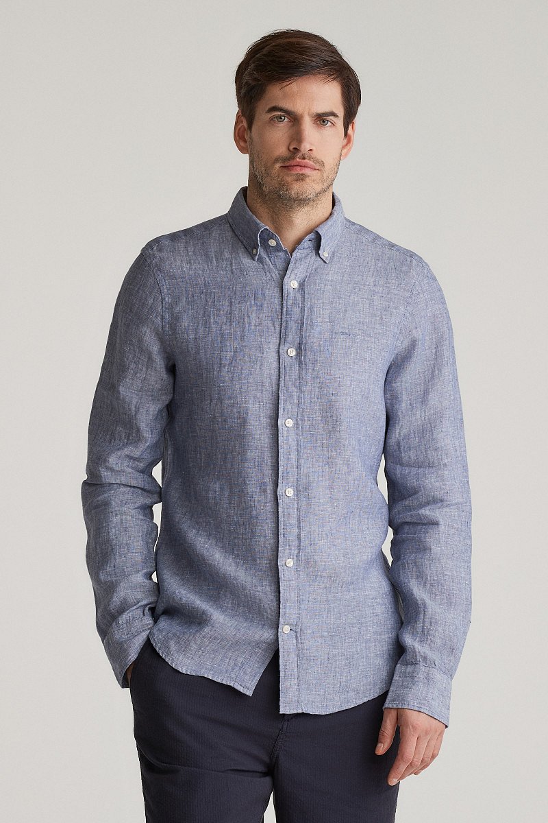 KOŠILE GANT SLIM LINEN SHIRT DUSTY NAVY
