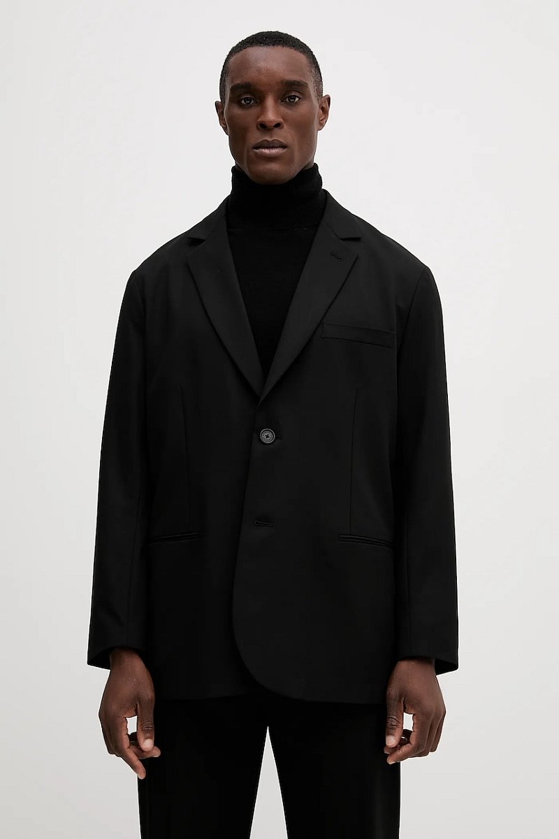 Blazer s příměsí vlny Armani Exchange pánský, černá barva, XM001195 AF16678