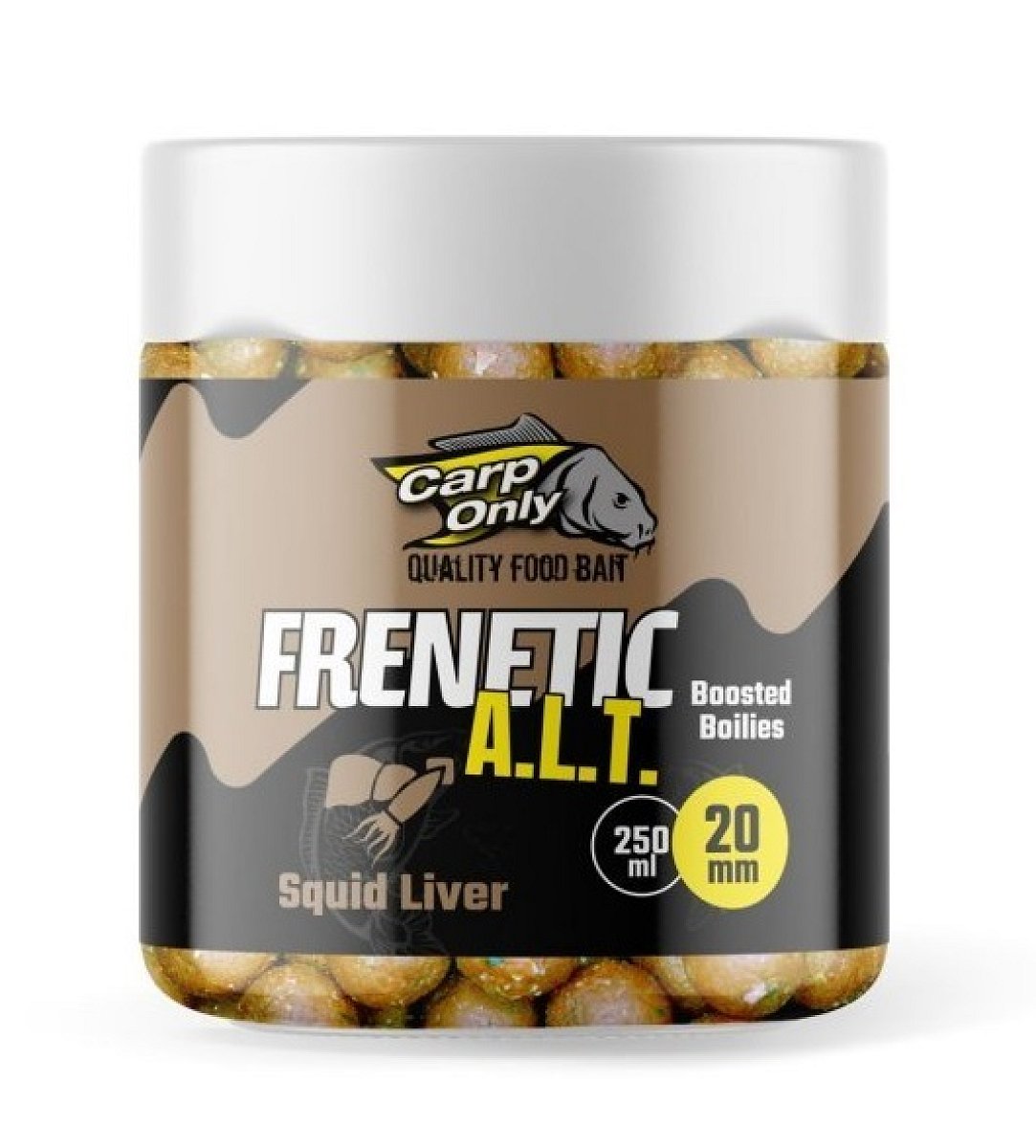 Carp only dipované boilies frenetic a.l.t. oliheň játra 250 ml - 20 mm