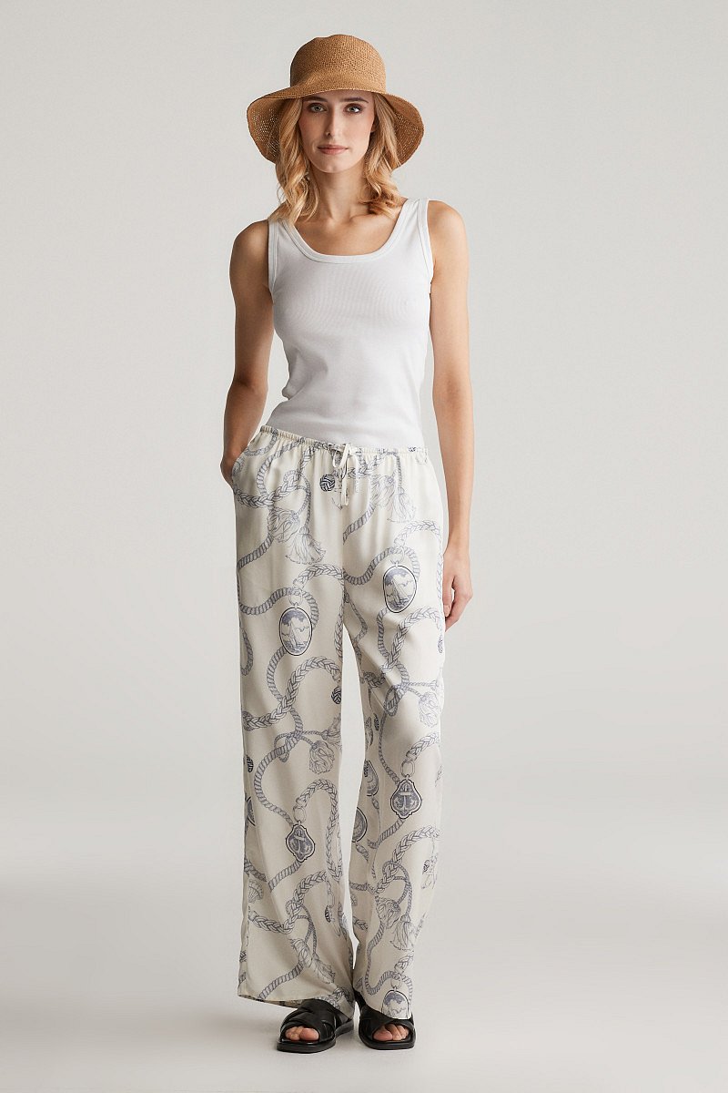 KALHOTY GANT REL SAILING PRINT DRAWSTRING PANTS CREAM