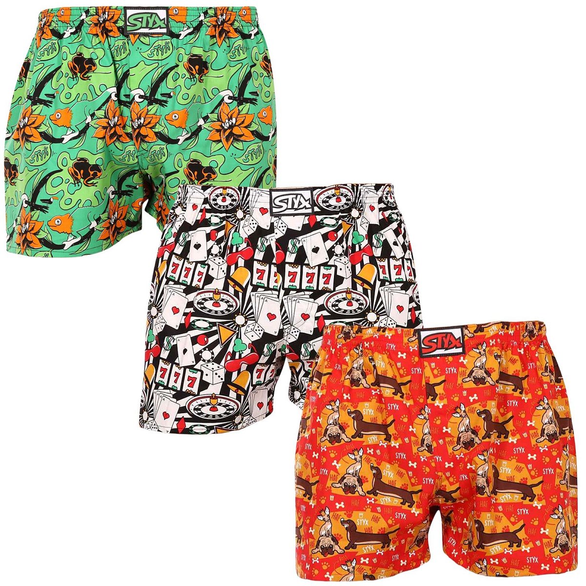 3PACK pánské trenky Styx art klasická guma vícebarevné (3A15347) XL, trenýrky