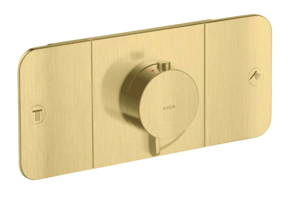 Axor One - Termostatická baterie pod omítku, pro 2 spotřebiče, kartáčovaná mosaz 45712950