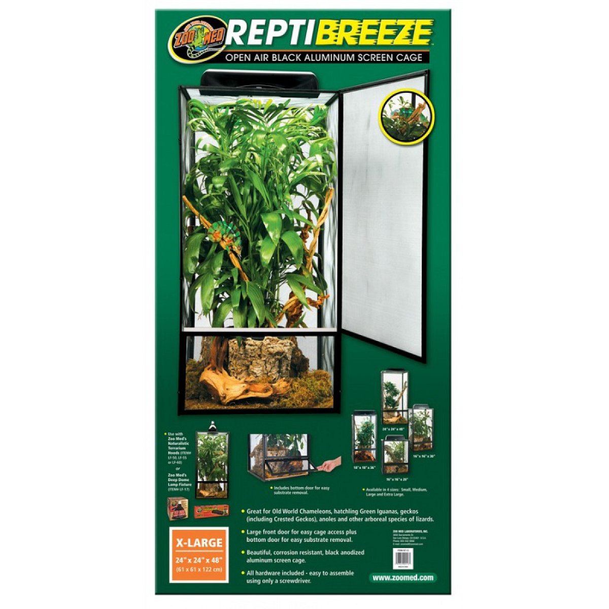 Zoomed terárium ReptiBreeze Alum Screen Cage 61x61x122 cm