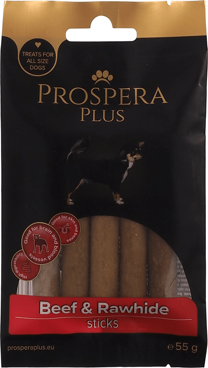Pochoutka Prospera Plus Hovězí a surová kůže tyčinka 5ks 7,5cm