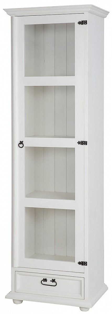 Vitrína z masivního dřeva vit 116 slim - k17 bílý vosk