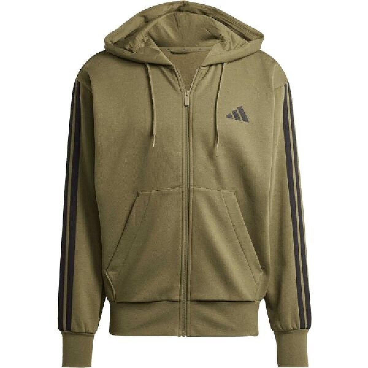 adidas M 3 STRIPES FL FZ HD Pánská mikina, khaki, velikost