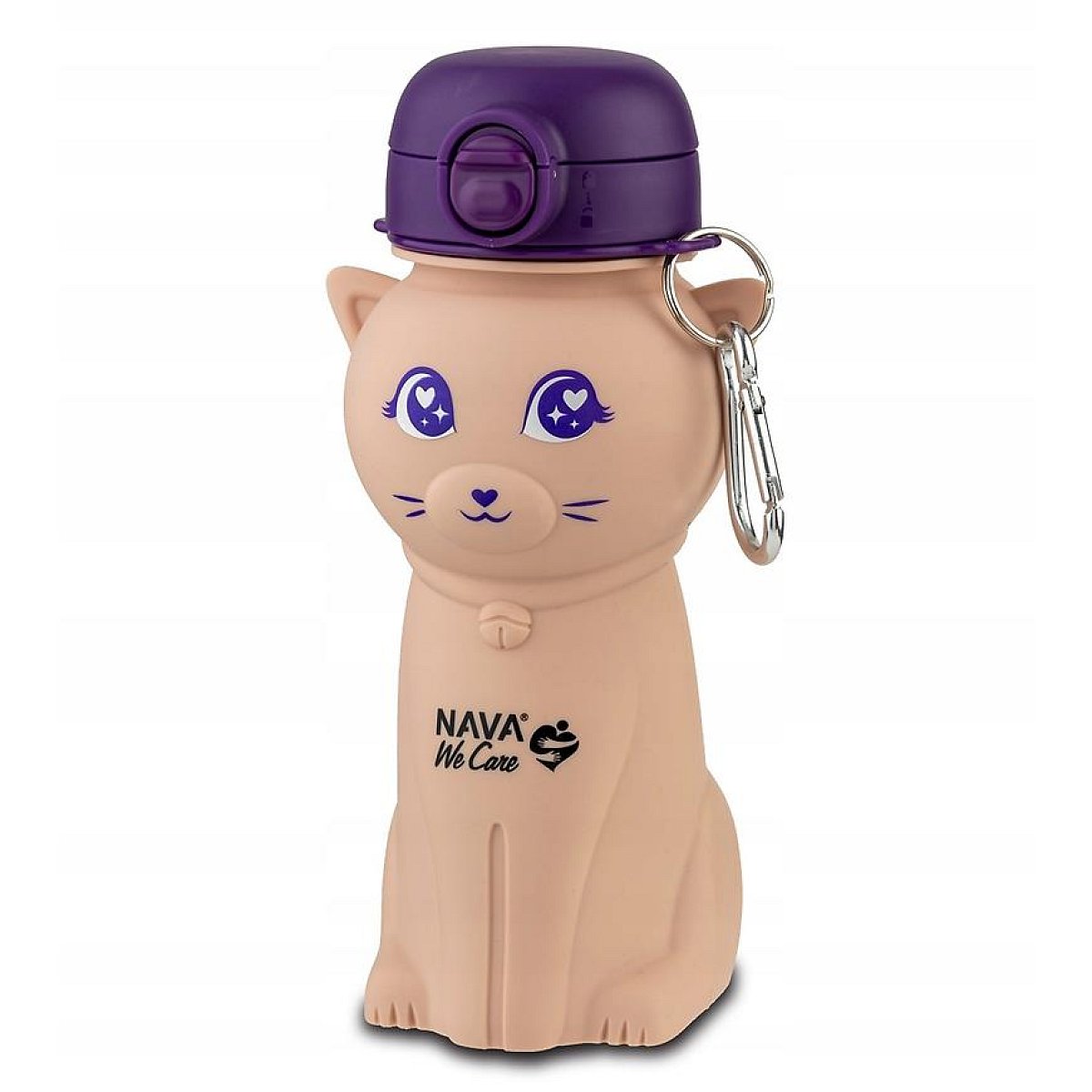 Silikonová láhev na vodu "WE CARE", růžová kočka 500 ml