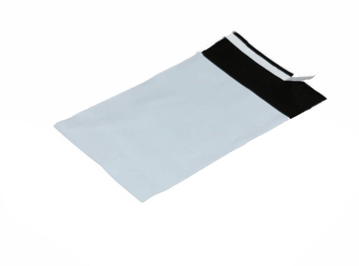 100 ks - Obálka plastová samolepicí bílo-černá 350x450, tl. 0,06 (80% podíl recyklátu)