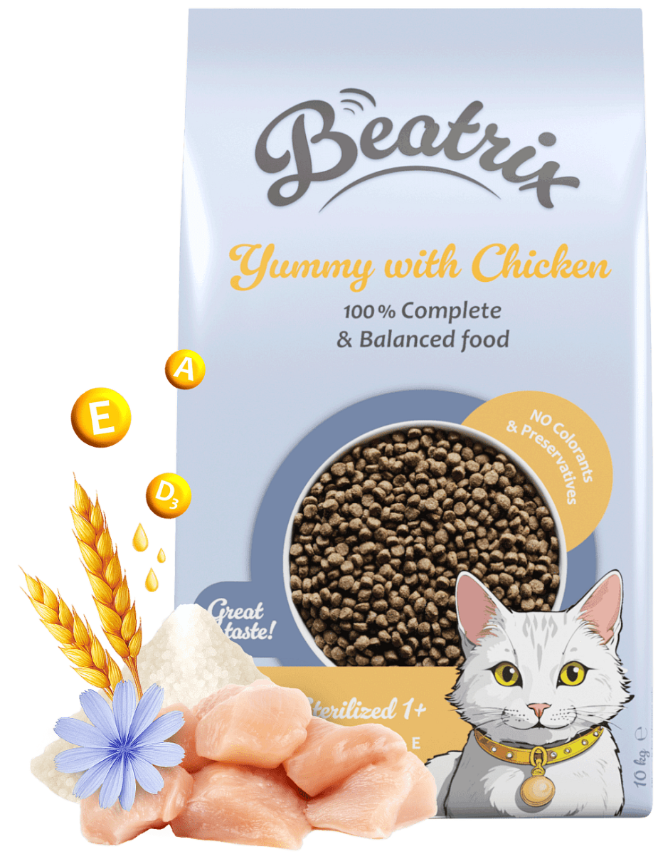 Krmivo Beatrix Sterilized Cat s kuřecím 10kg
