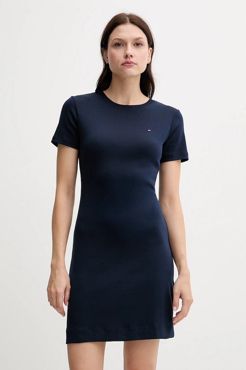 Bavlněné šaty Tommy Hilfiger červená barva, mini, WW0WW42721