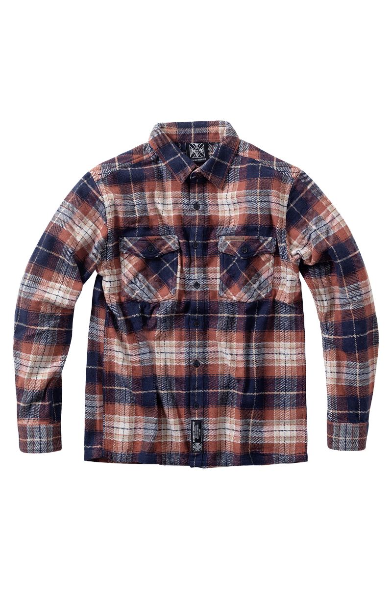 Flanelová Košile West Coast Choppers Rigid Oranžovo-Hnědá 3XL