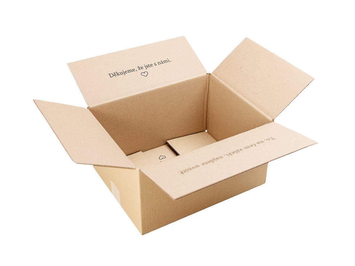 25 ks - Krabice klopová 340x260x190 s vnitřním potiskem - poděkování