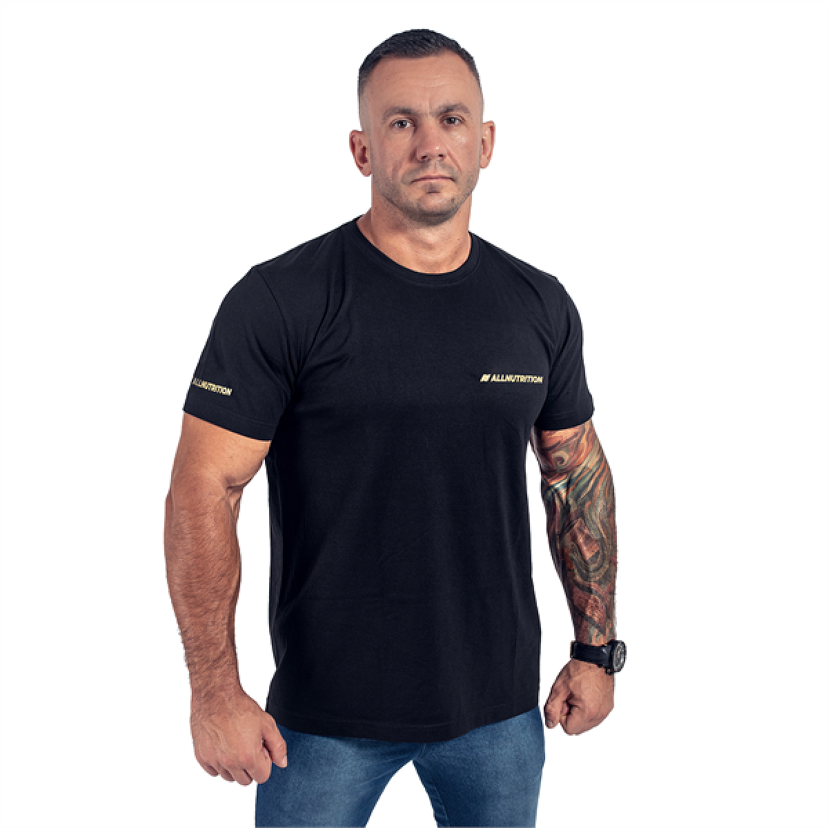 T-shirt Mužský Slim Fit Černá