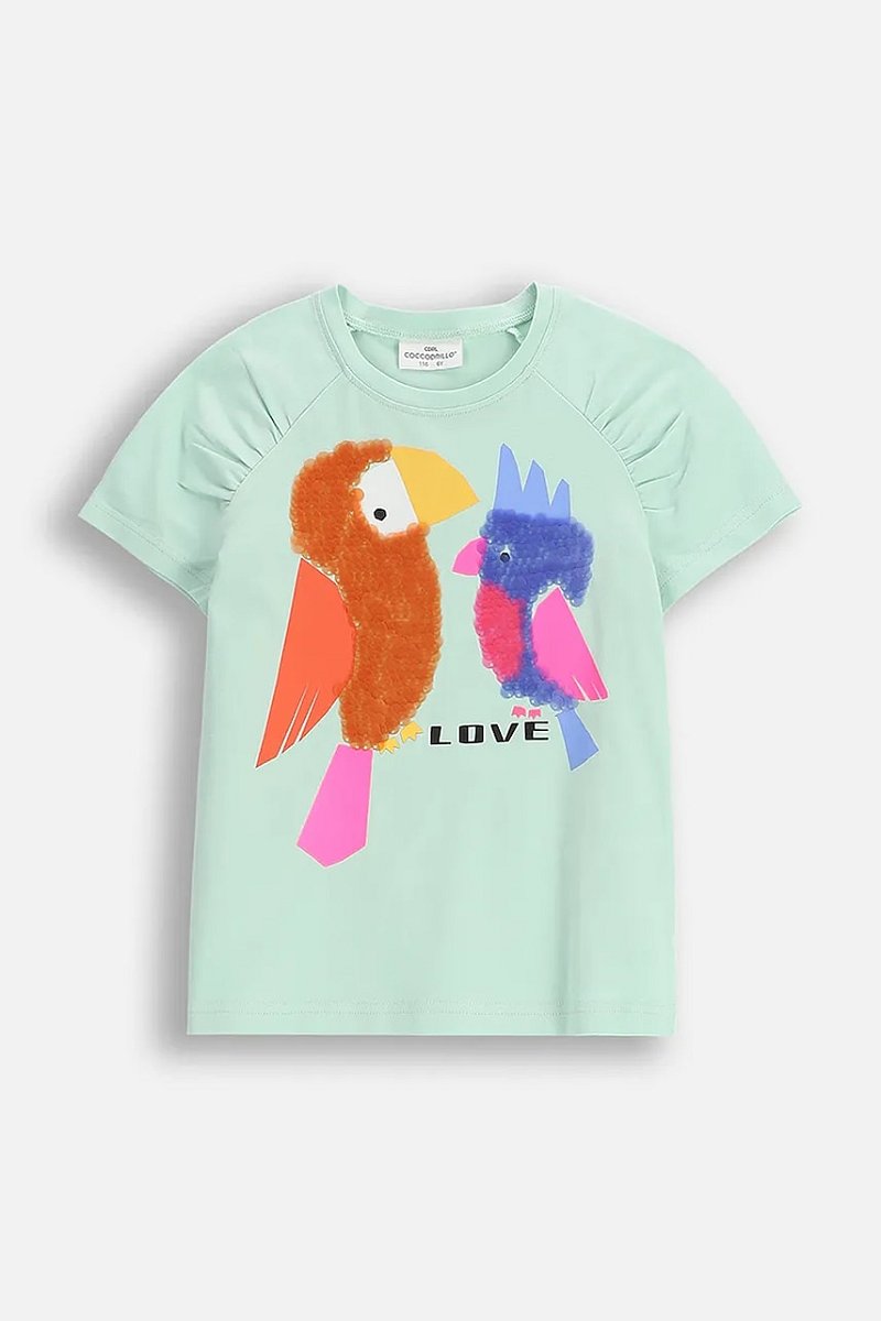 Dětské tričko Coccodrillo zelená barva, TROPICAL STORY GIRL KIDS