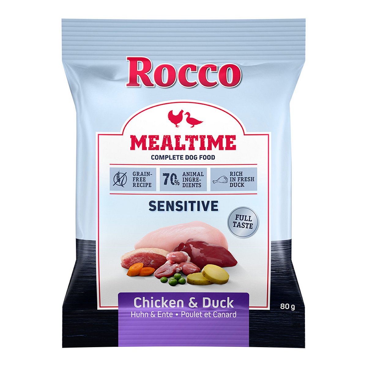 Rocco Mealtime Sensitive kuřecí a kachní - 80 g