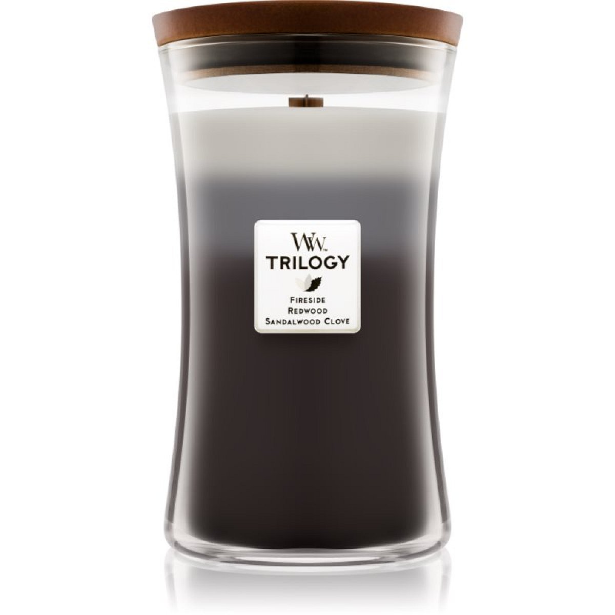 Woodwick Trilogy Warm Woods vonná svíčka s dřevěným knotem 609,5 g