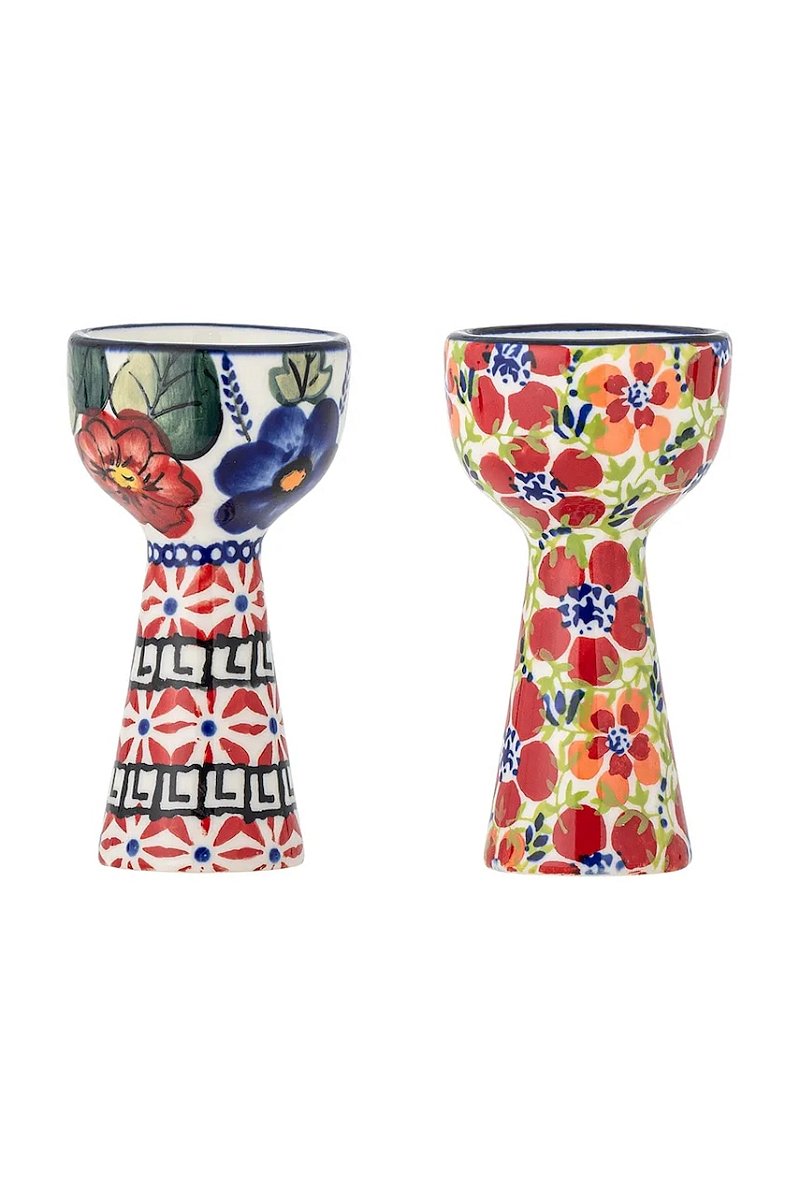 Kalíšek na vajíčko Bloomingville Florist 5 x 10 cm 2-pack červená barva