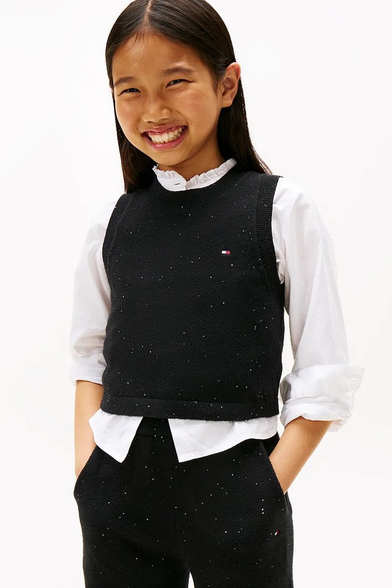 Dětská vesta Tommy Hilfiger černá barva, KG0KG08851