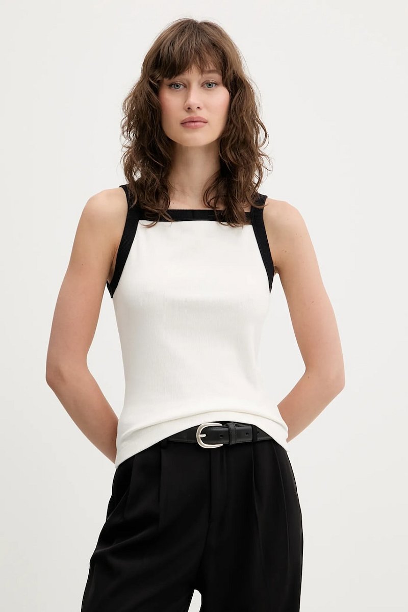 Top Abercrombie & Fitch bílá barva, KI139-5318