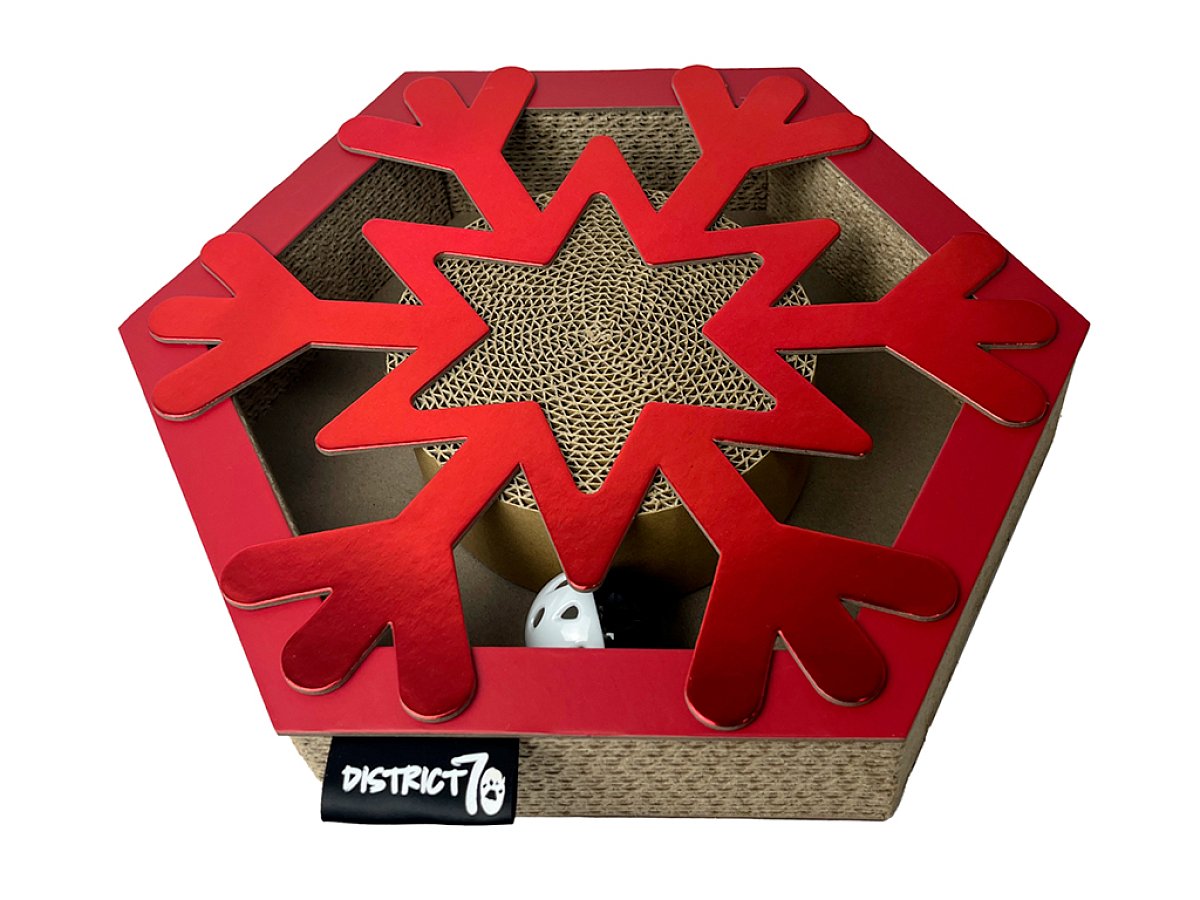 District 70 kartonové škrabadlo sněhová vločka červená