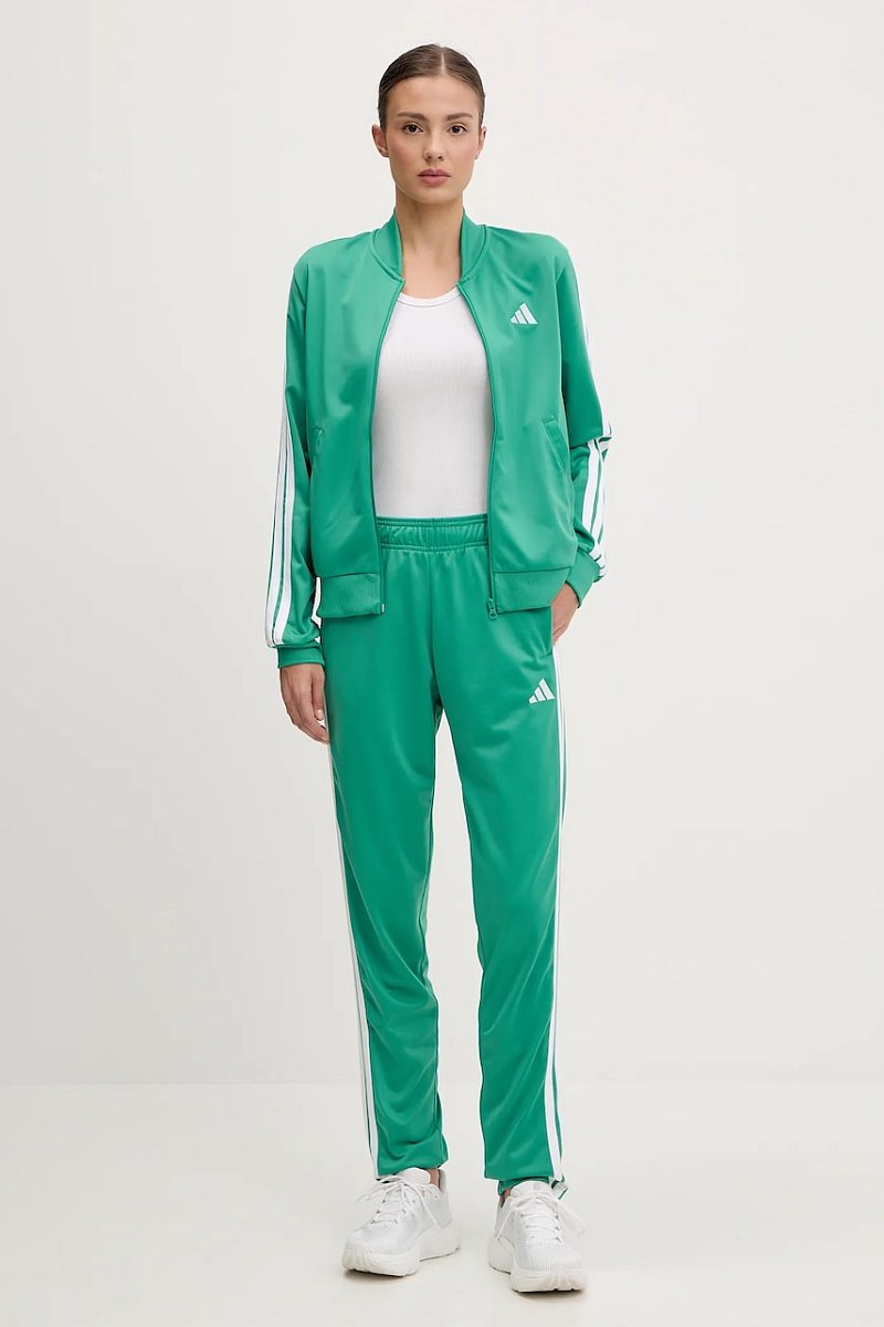 Tepláková souprava adidas 3-Stripes dámská, zelená barva, JD2687