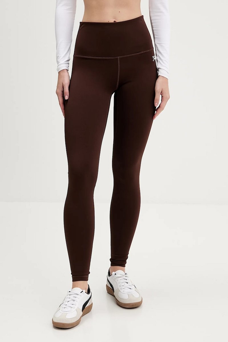 Legíny Tommy Jeans dámské, hnědá barva, DW0DW21830