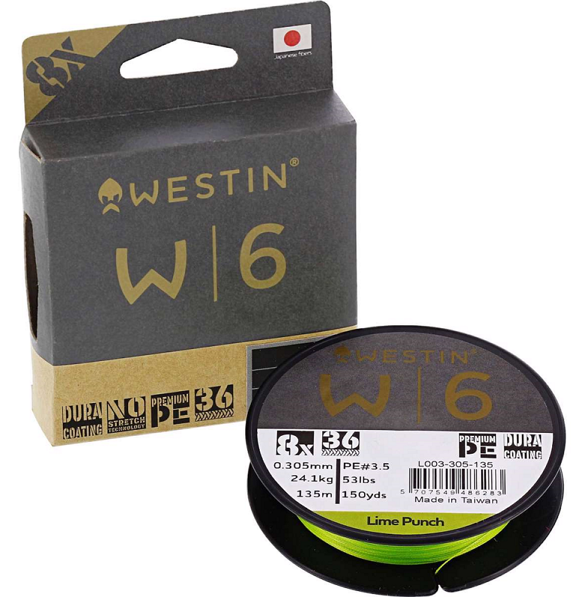 Westin splétaná šňůra w6 8 braid lime punch 135 m - 0,26 mm 17,2 kg