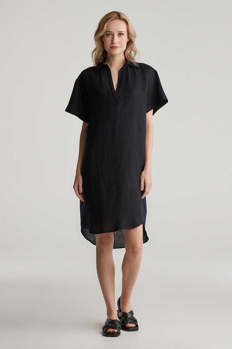 ŠATY GANT REL LINEN CAFTAN BLACK