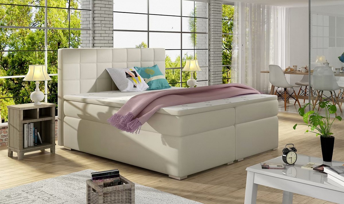 Manželská postel boxspring 140x200 s úložným prostorem alice - hnědá -