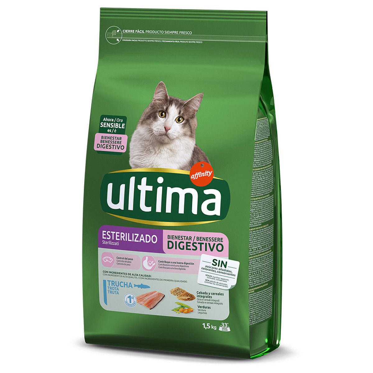 Ultima Cat Sterilized Sensible s pstruhem - 1,5 kg
