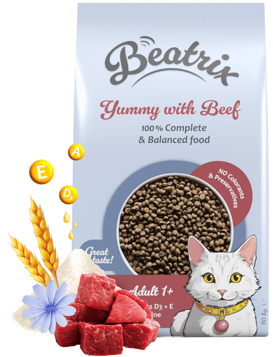 Krmivo Beatrix Adult Cat s hovězím 10kg