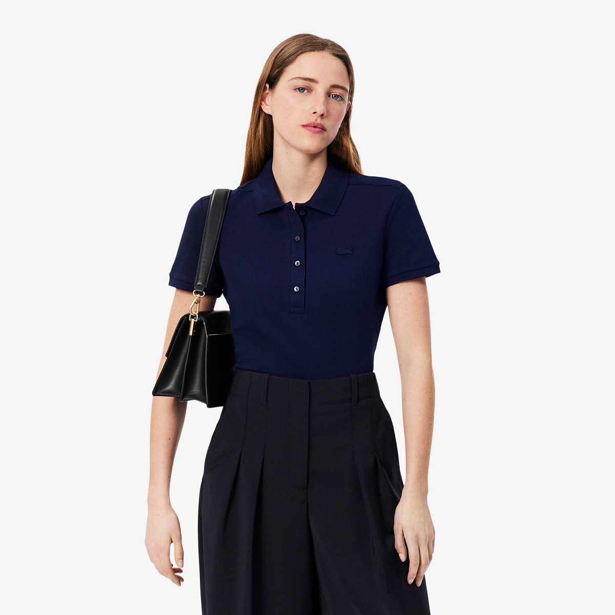 Polo Lacoste en piqué de algodón stretch para mujer