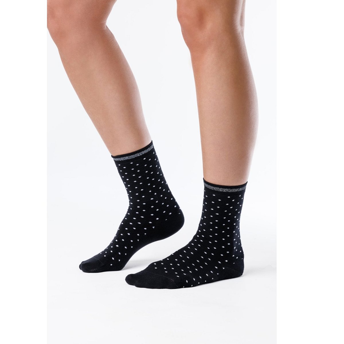 Barefoot puntíkované ponožky s lurexem STARDUST Black