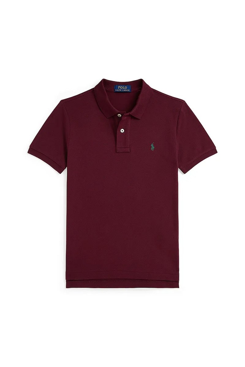 Dětská bavlněná polokošile Polo Ralph Lauren vínová barva, hladká, 323708857201