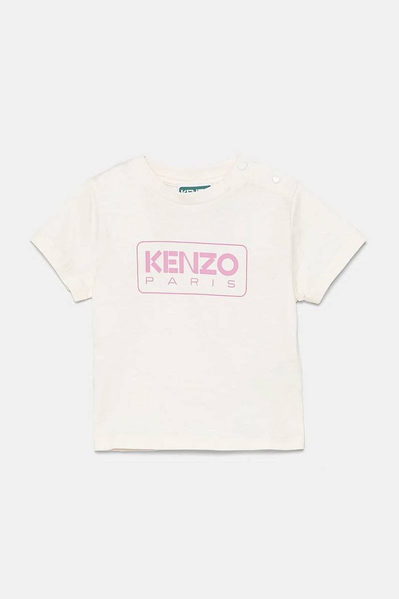 Dětské bavlněné tričko Kenzo Kids béžová barva, s potiskem, K60972