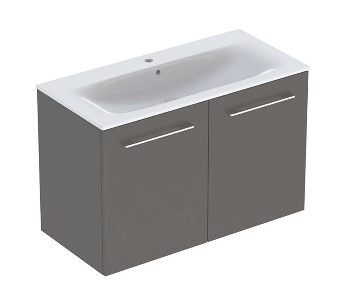 Geberit Selnova Square - Umyvadlová skříňka 64x99x48 cm, s umyvadlem, 2 dvířka, lávová mat 501.261.00.1