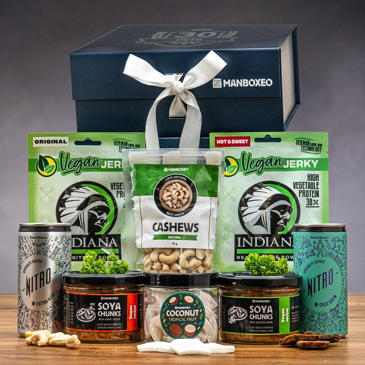 Luxusní box pro vegana (royal blue) - dárkový box | Dárek pro muže, tátu, otce, manžela, dědu, přítele | dárek k narozeninám, výročí, vánocům, dárkový