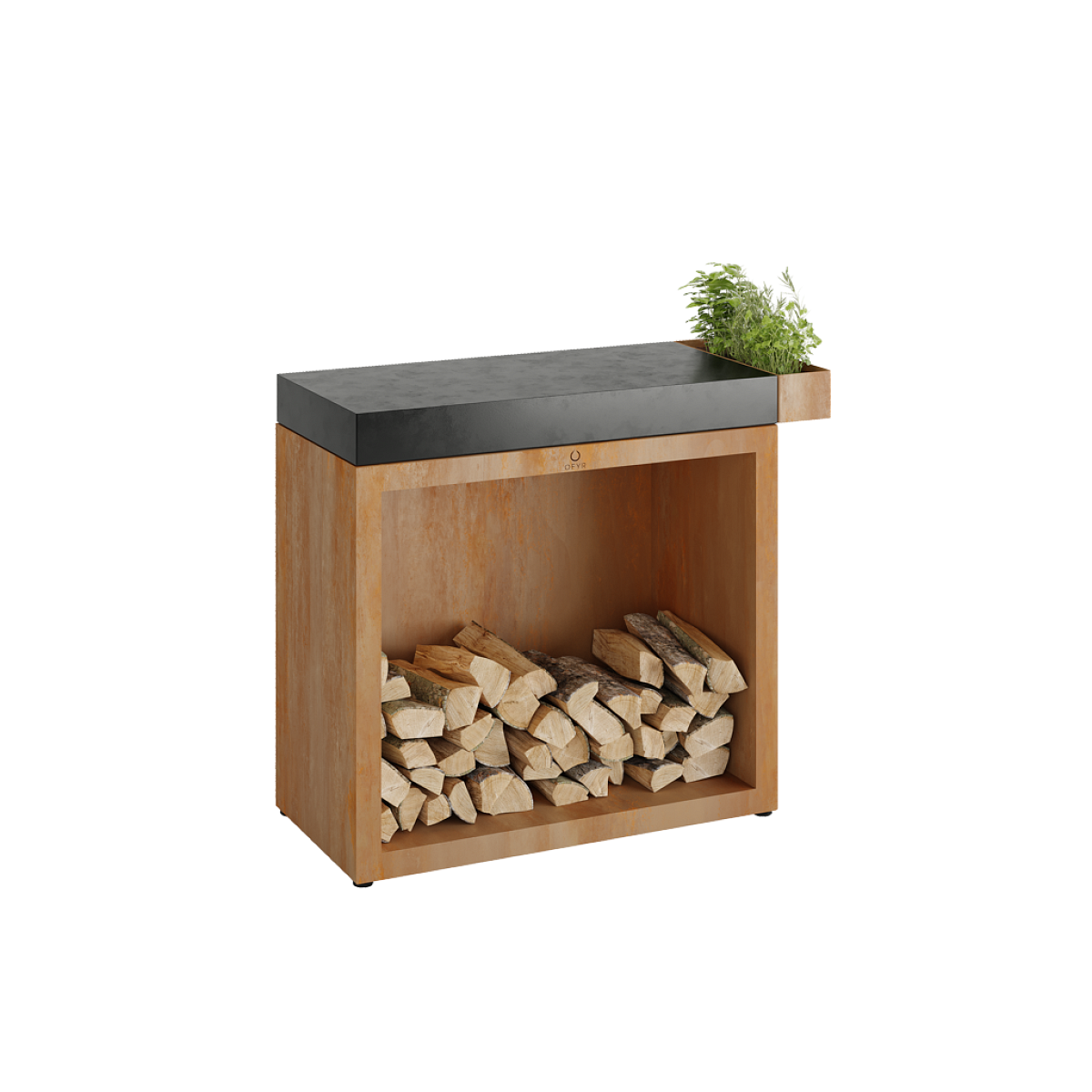 Pevný pracovní stůl OFYR Butcher Block Storage 90 Corten Ceramic Dark Grey