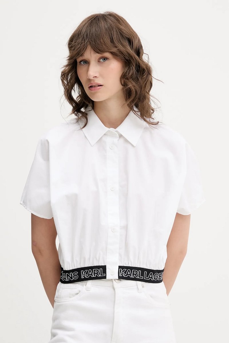 Košile Karl Lagerfeld Jeans dámská, bílá barva, relaxed, s klasickým límcem, A2W11017