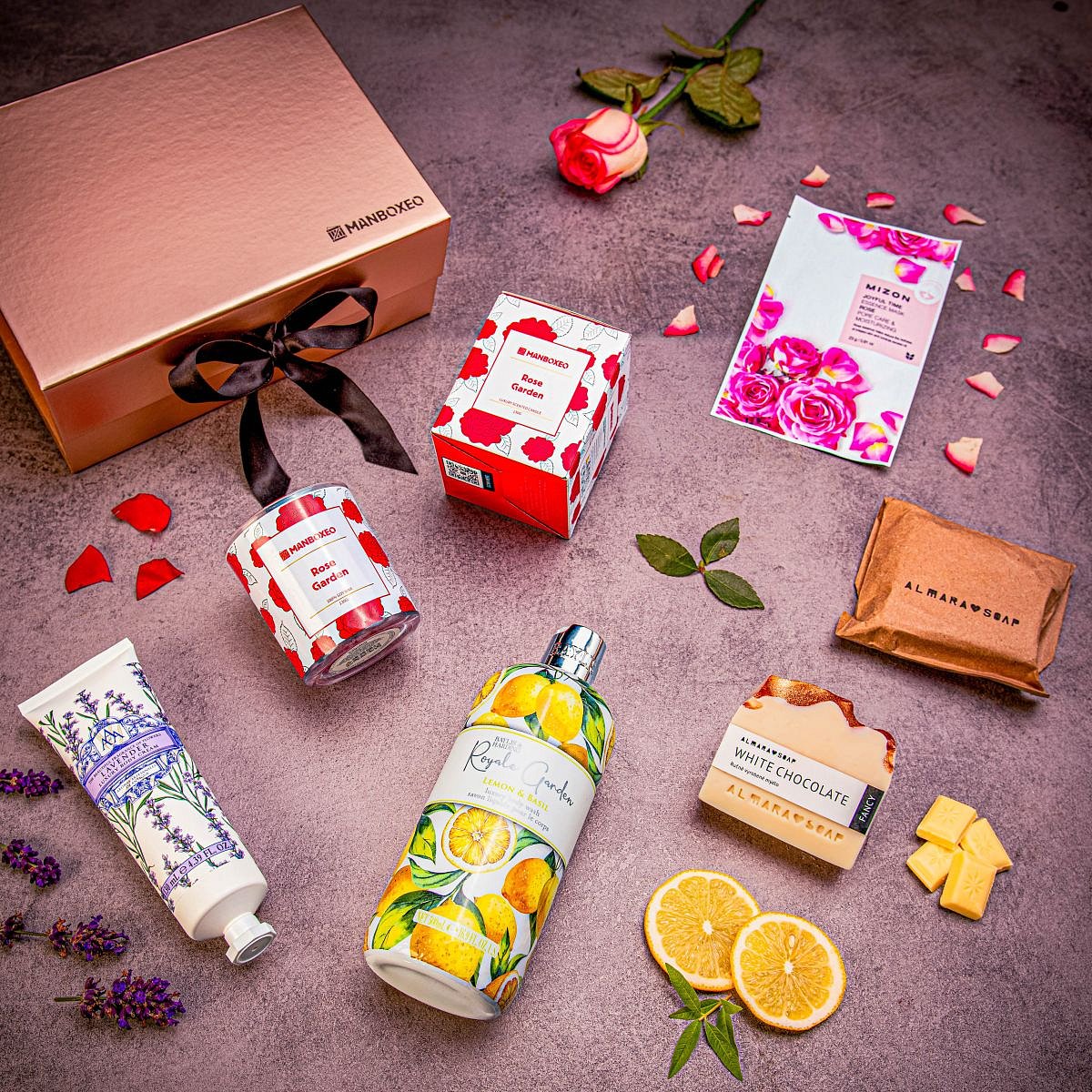 Luxusní box s kosmetikou MIX (rose gold) - dárkový box | Dárek pro ženu, maminku, manželku, babičku, sestru, přítelkyni, kamarádku | dárek k narozenin