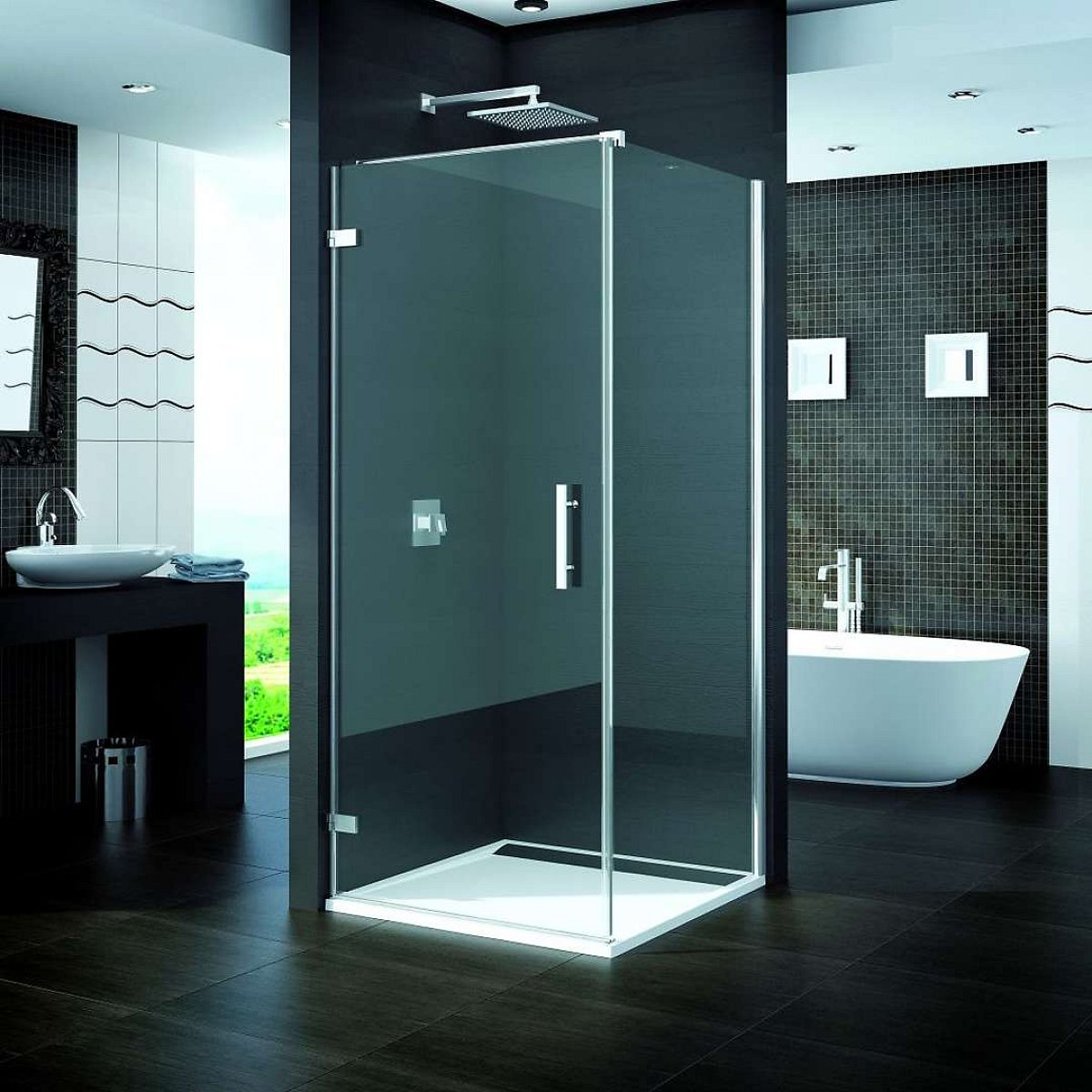 SanSwiss Pur - Boční stěna s vyrovnávacím profilem, 80 cm - barva chrom, sklo Durlux PUDT2P0801022