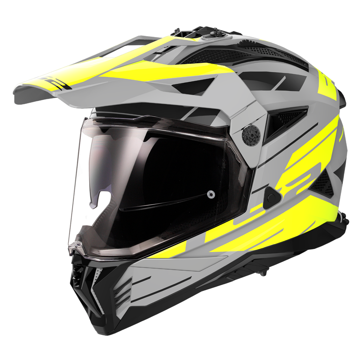 Adventure Helma LS2 MX702 Pioneer II Namib Matně Šedo-Neonově Žlutá M 57-58cm