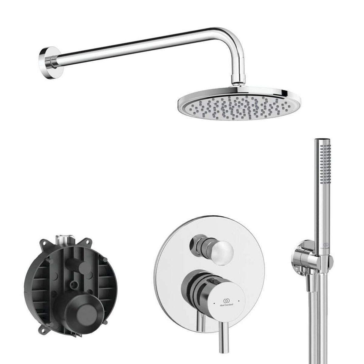 Ideal Standard CeraLine - Sprchový set s baterií pod omítku, s tělesem, průměr 20 cm, chrom BD192AA