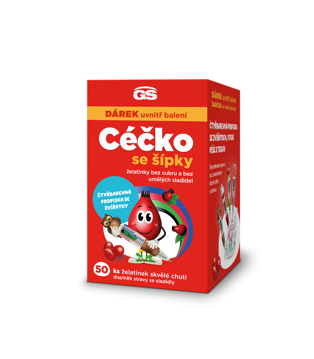 GS Céčko se šípky želatinky bez cukru 50 ks +dárek