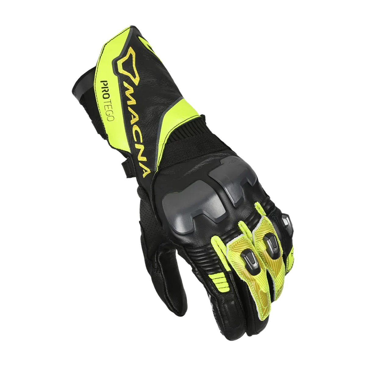 Motocyklové Rukavice Macna Protego Černo-Neonově Žlutá 3XL (13)