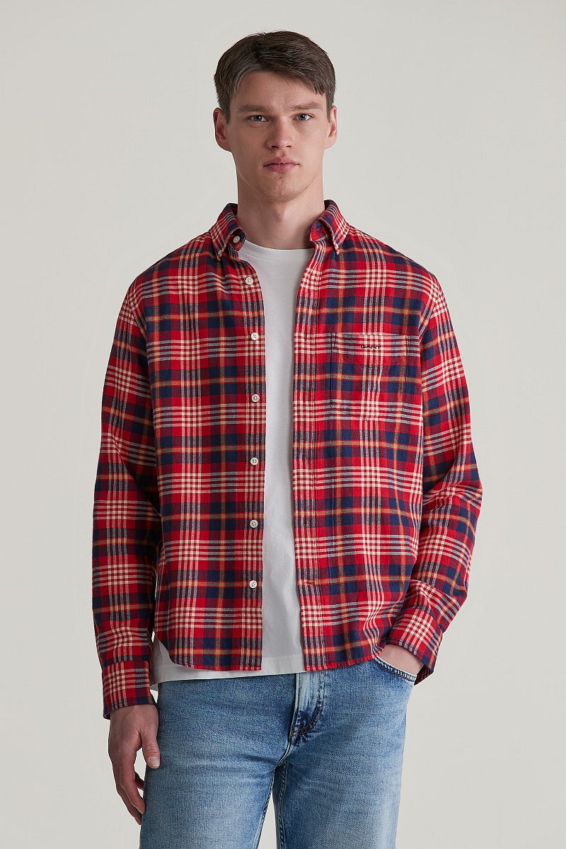 KOŠILE GANT REG FLANNEL PLAID SHIRT RUBY RED