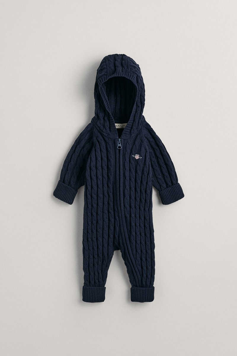 SVETR GANT SHIELD COTTON CABLE ONE PIECE EVENING BLUE